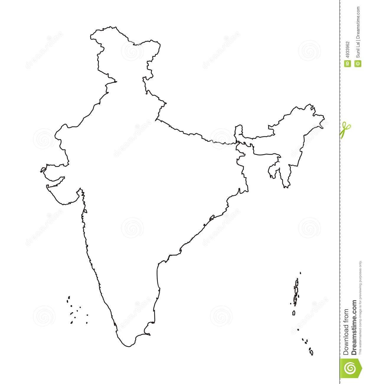 India Outline Map For Print