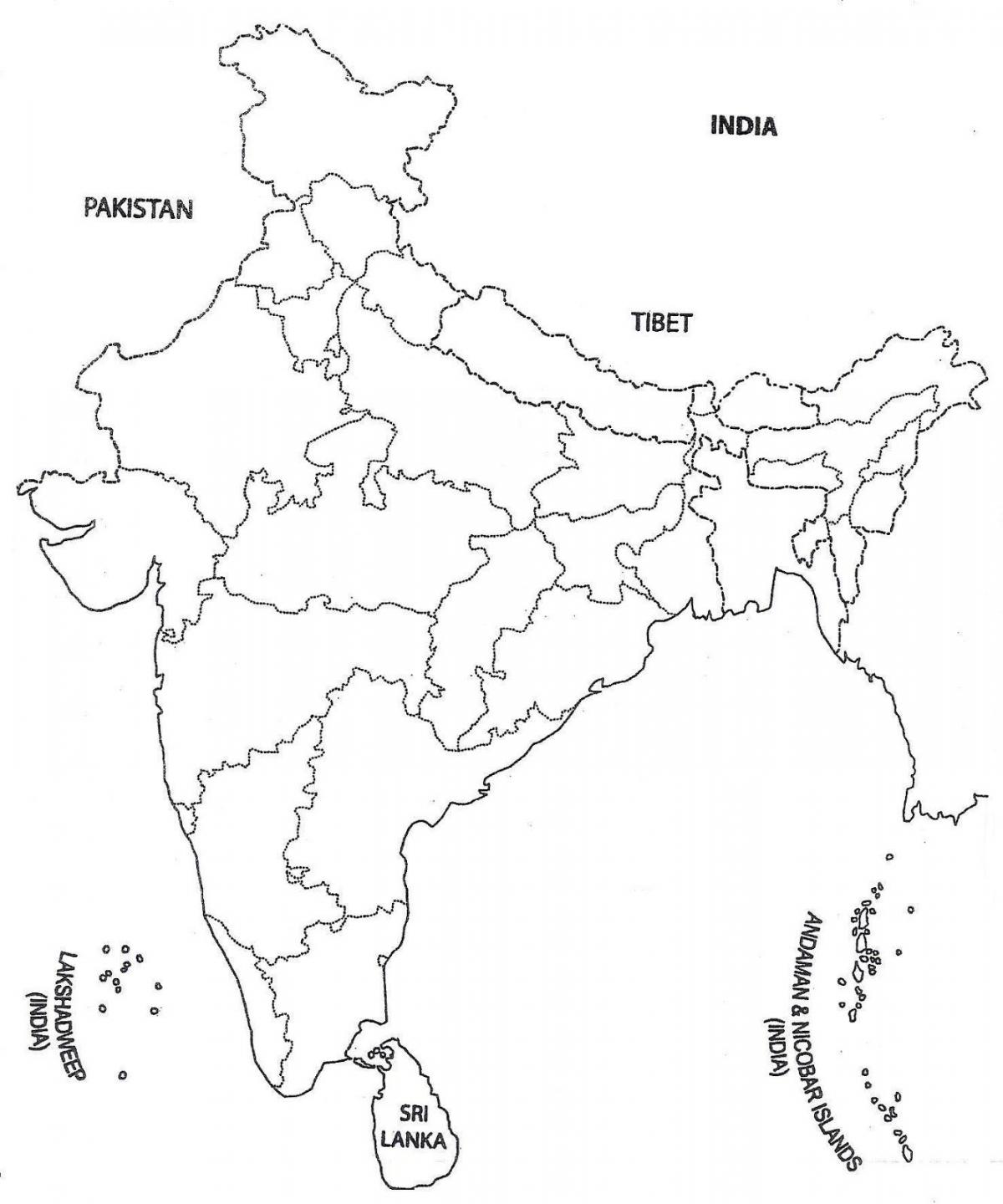 political map of India blank