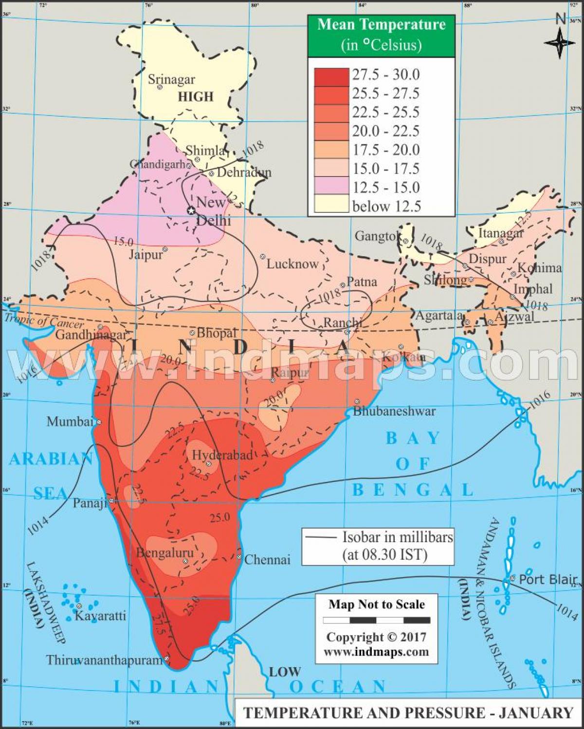 temperature map India