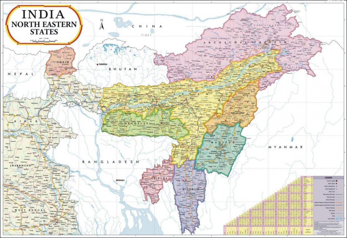 map of India north east