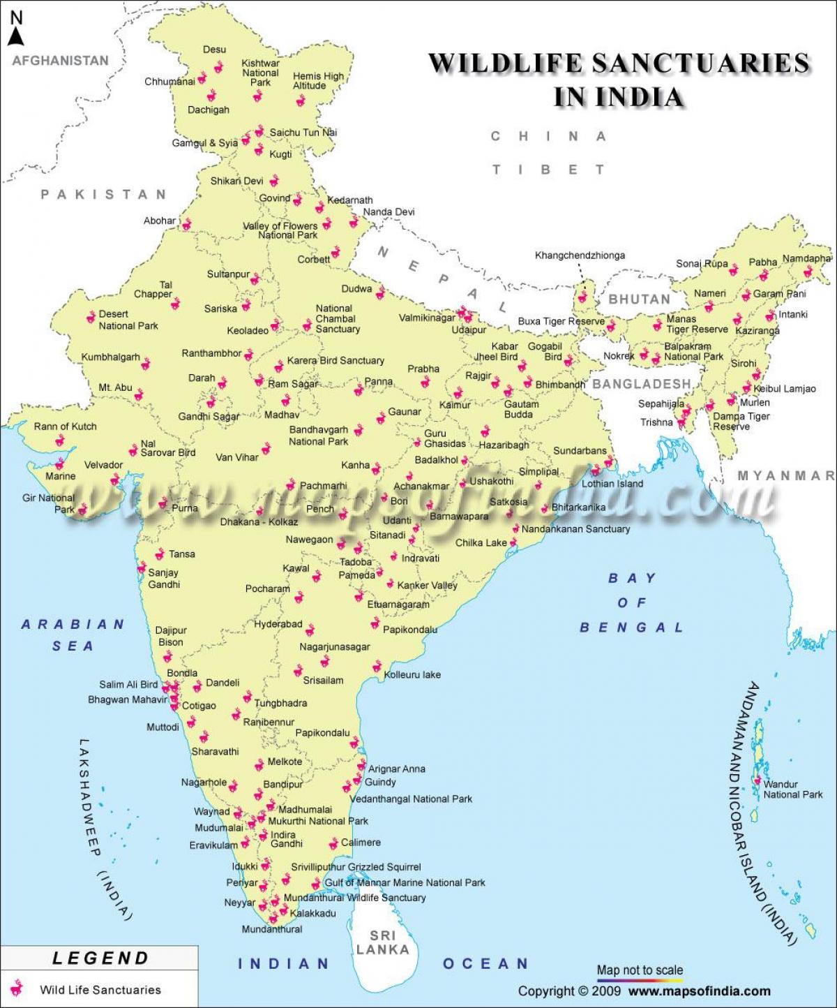 map of India wildlife sanctuaries