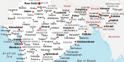 India map with cities