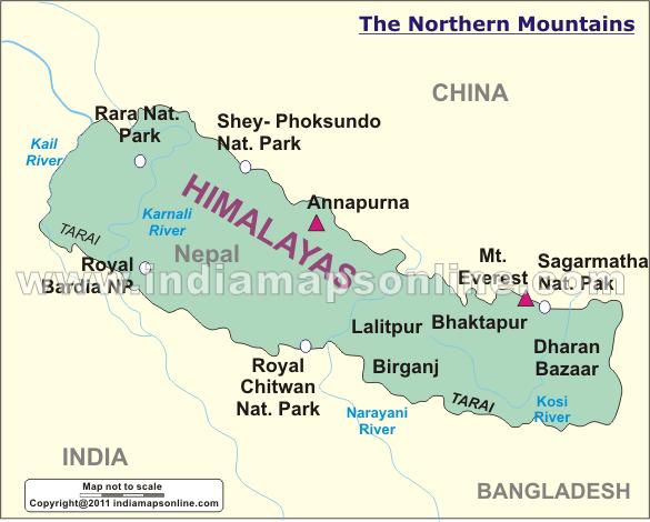 Northern mountains of India map - Northern mountain ranges of India map ...