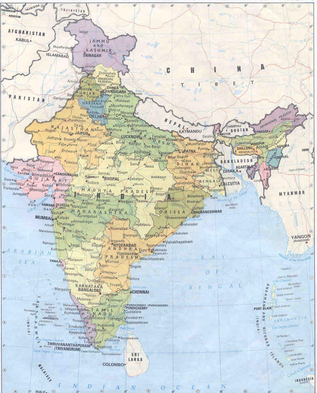 India Map With Cities And Villages - Map Of India With Cities And 