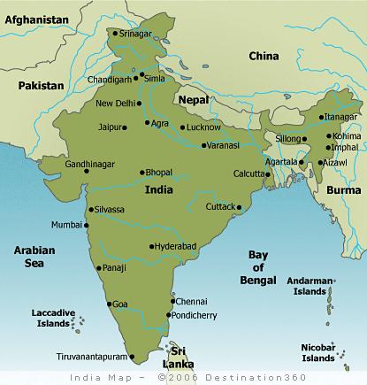 India major cities map - Map of major cities in India (Southern Asia ...