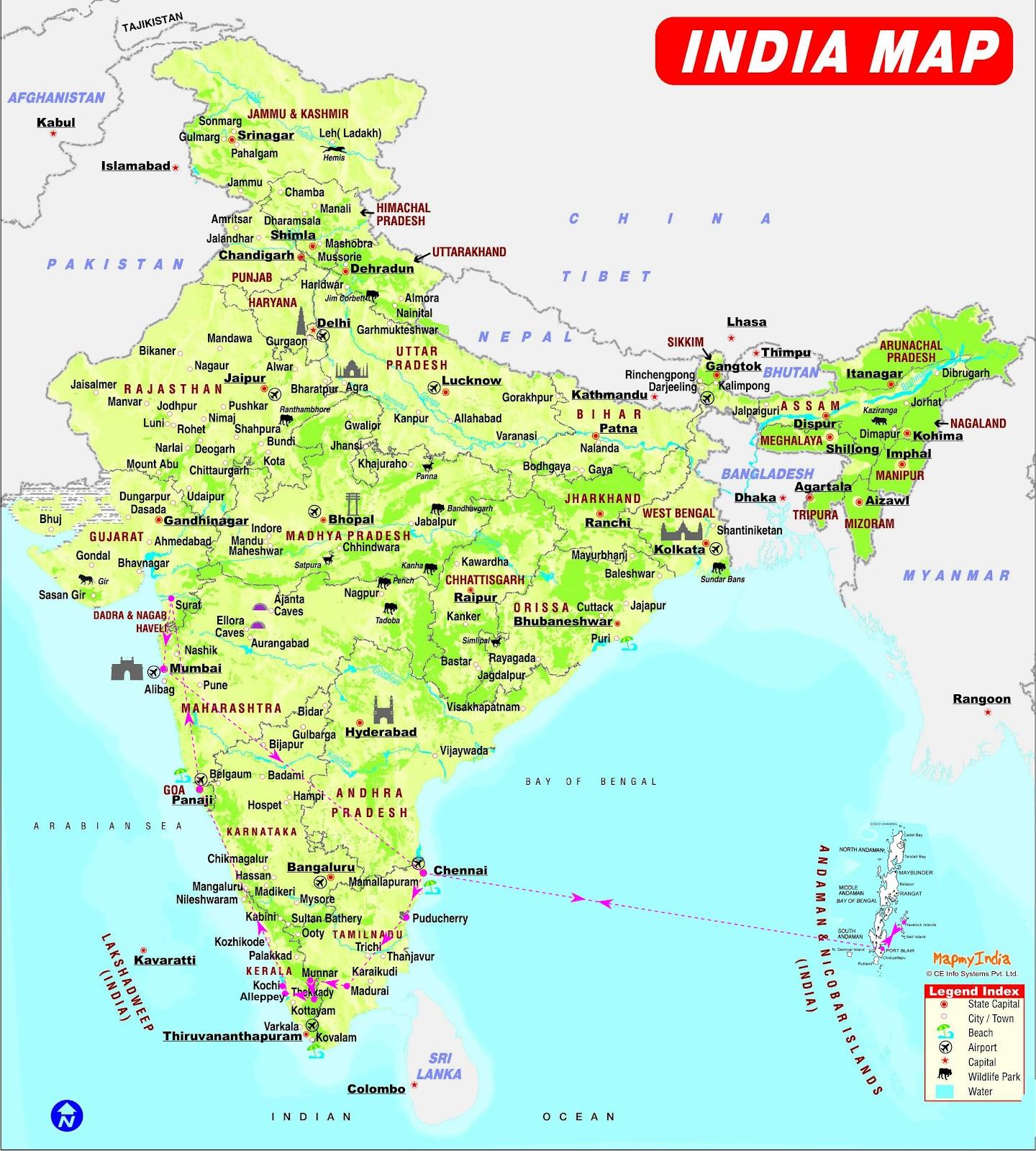 India Map Directions