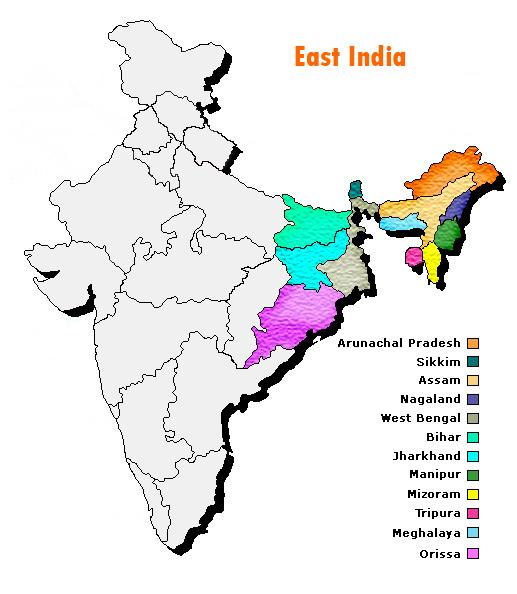 Eastern states of India map - East India map with states (Southern Asia ...