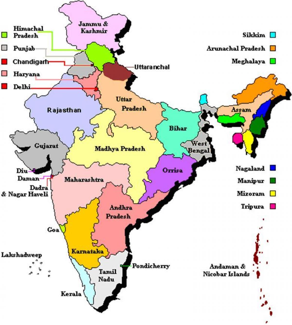 7 Union Territories Of India On Map 