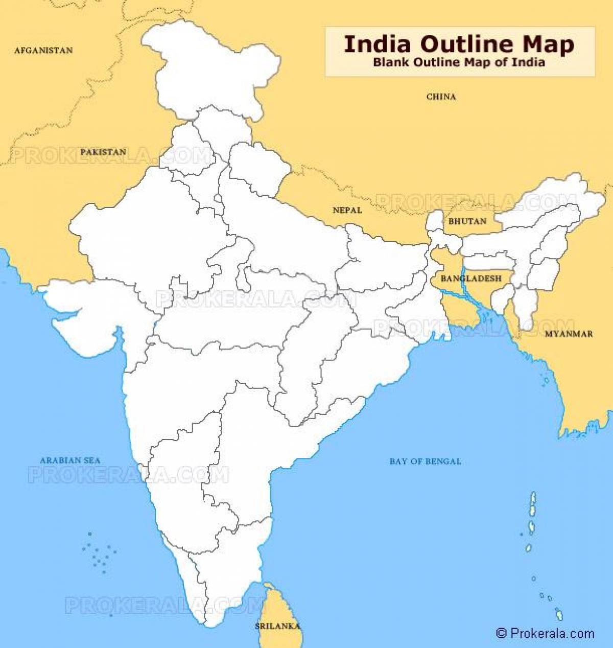 Political blank map of india - daddynom