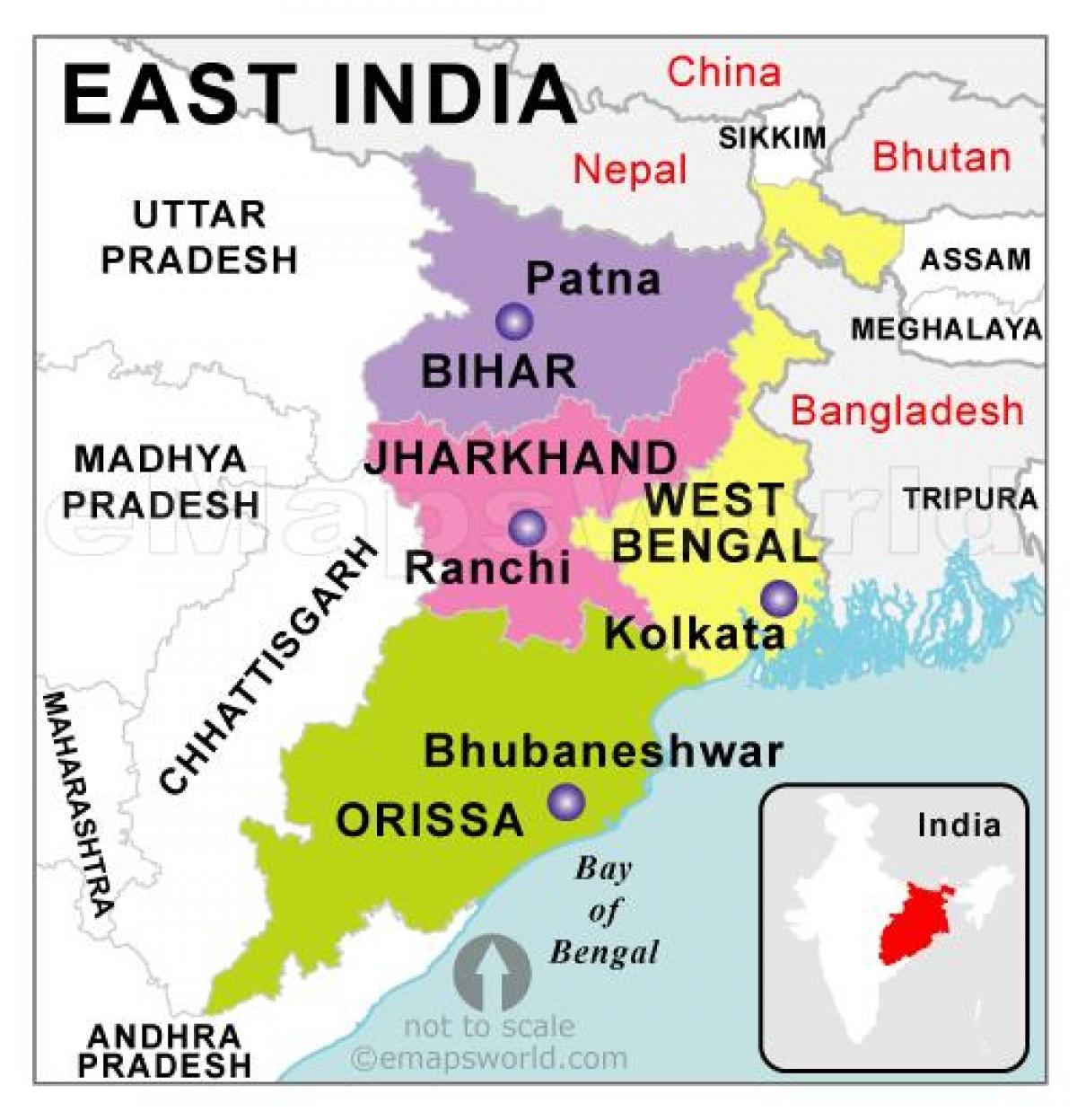 map of east India