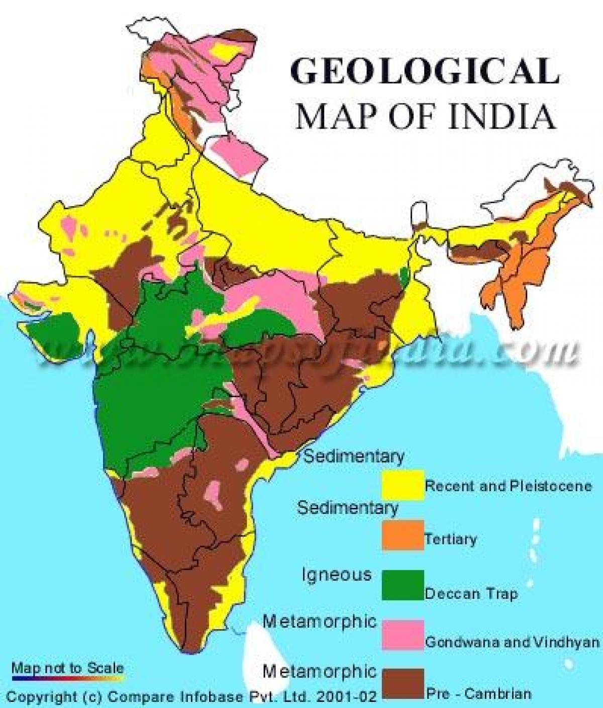 Geological map of India - India map geological (Southern Asia - Asia)