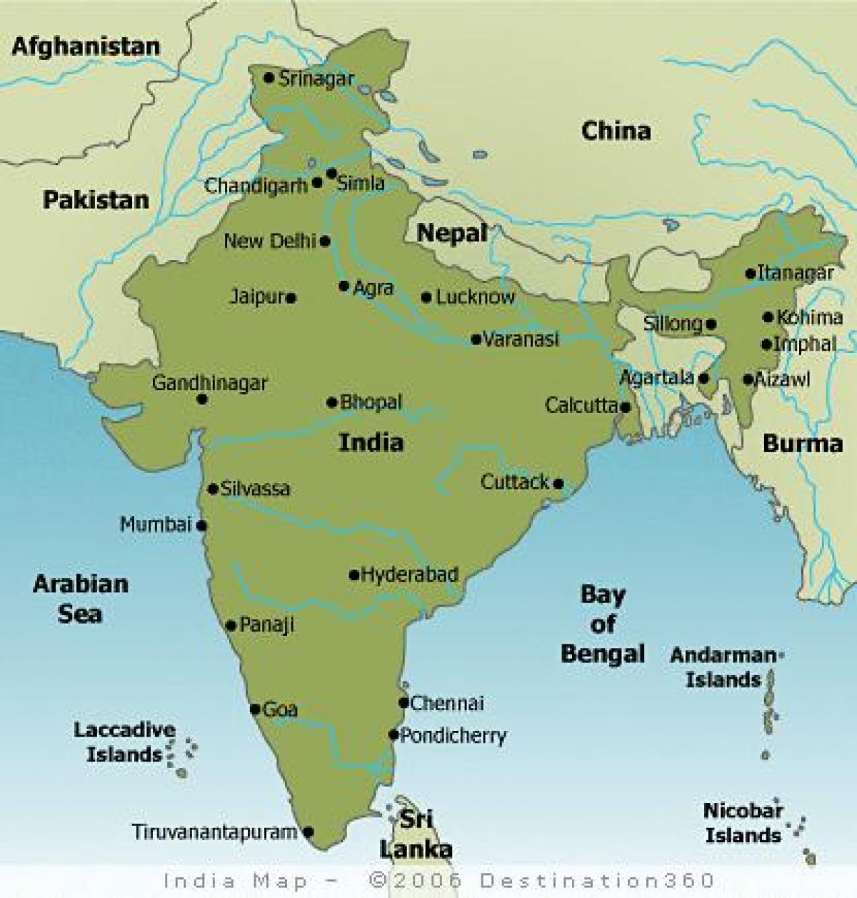 India Major Cities Map 