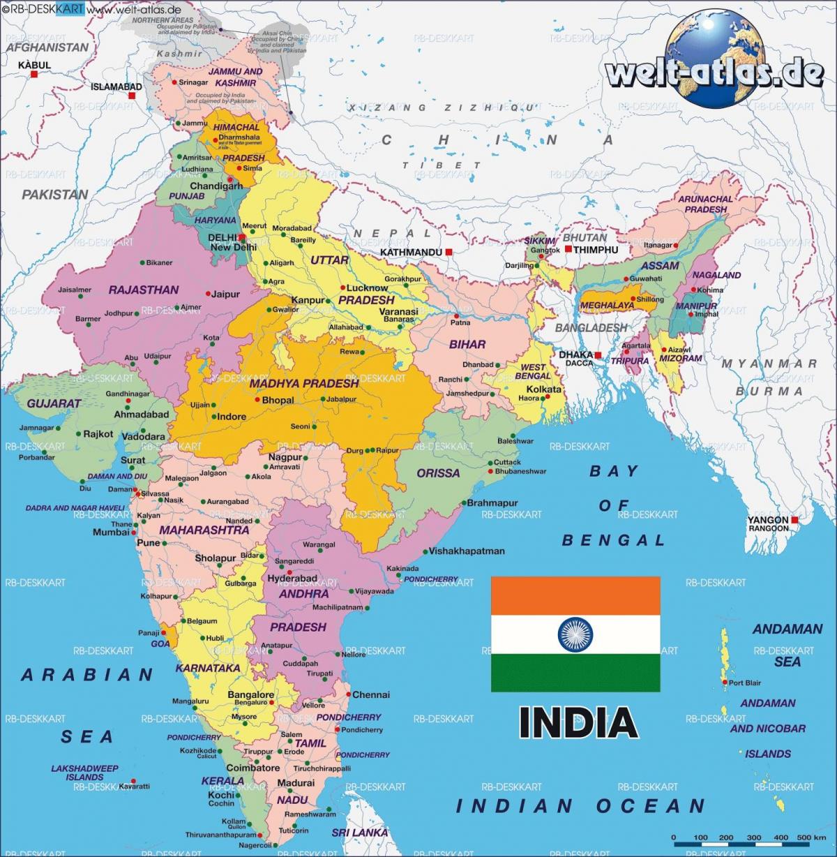 India Political And Physical Map 