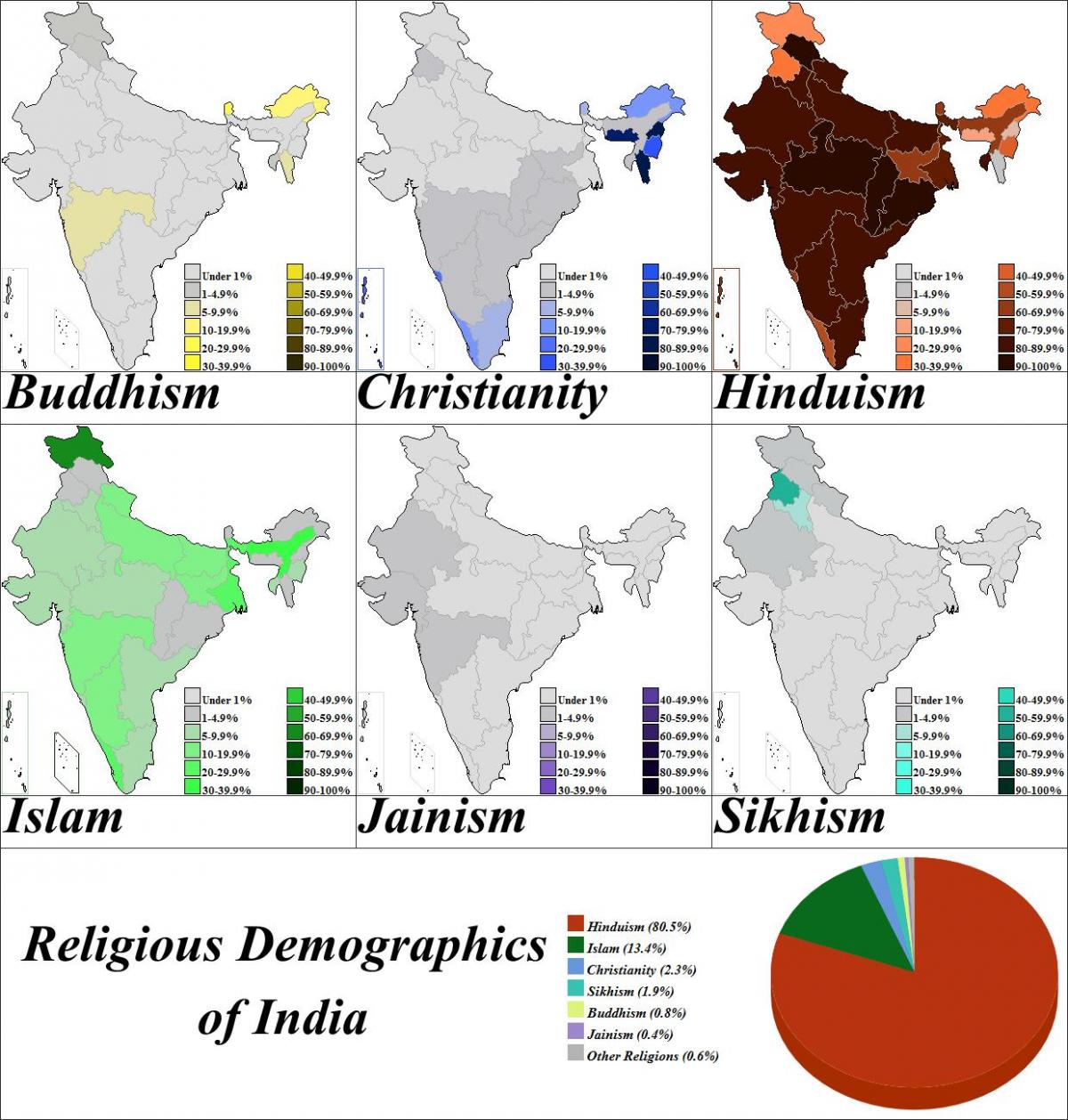 India religion map Map of India religion (Southern Asia Asia)