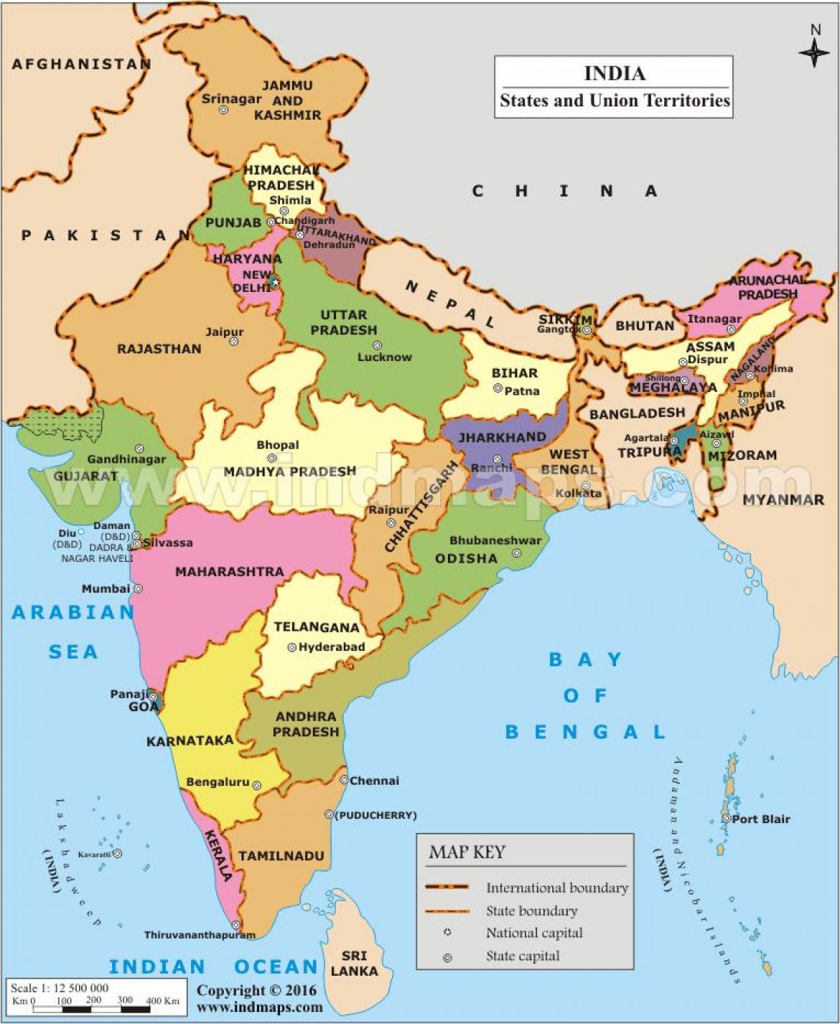 India state map - State map of India (Southern Asia - Asia)