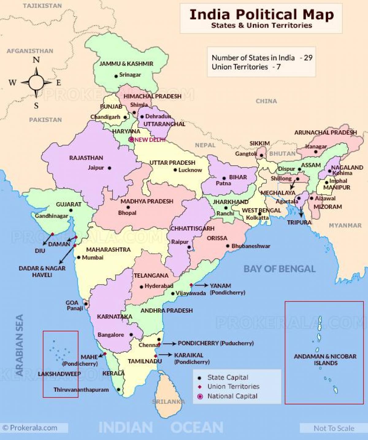 India map states and capitals