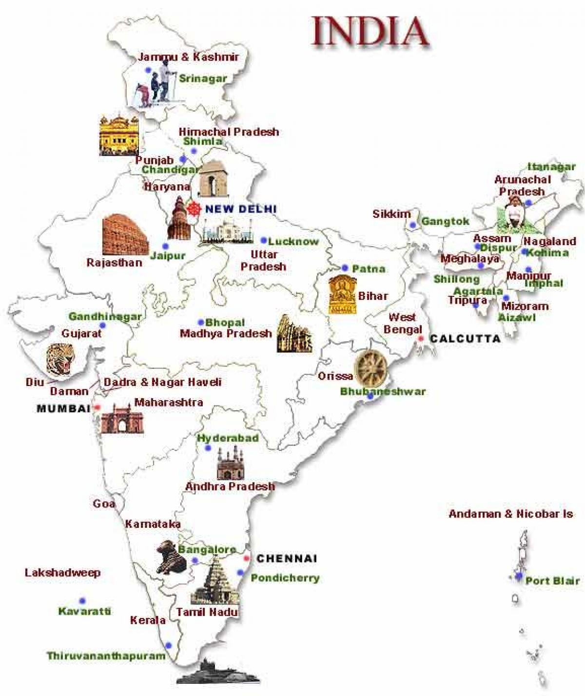 tourist map of India