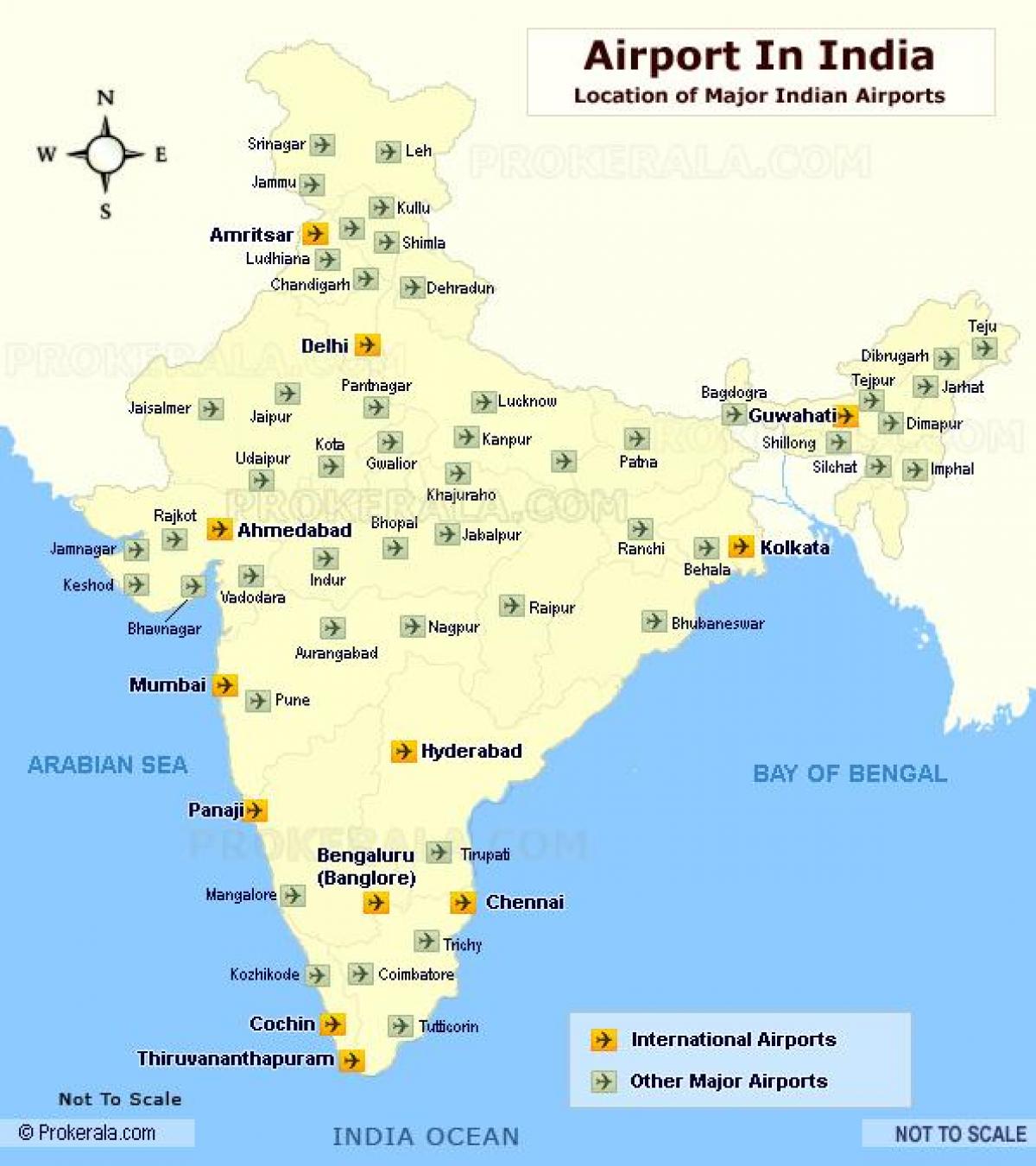 map of international airports in India