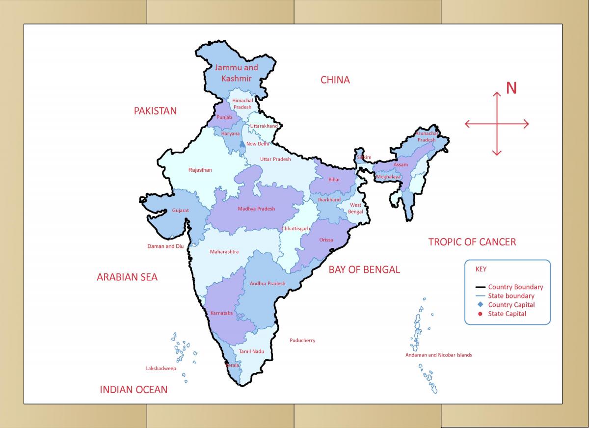 Map Of India With Directions 