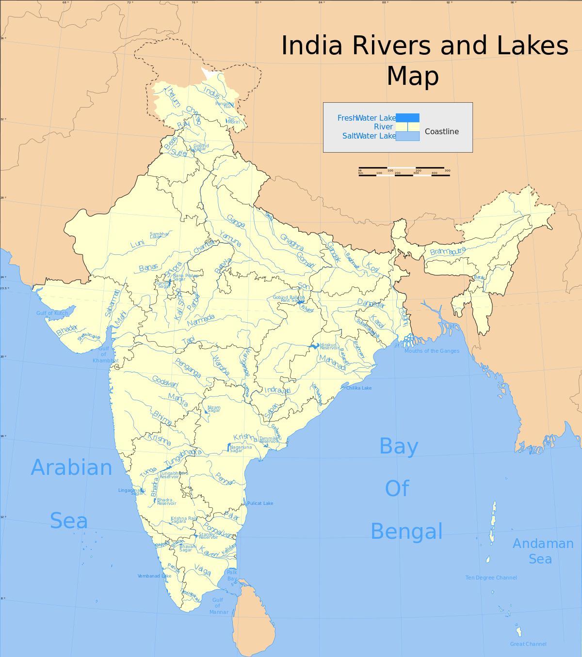 map of Indian rivers