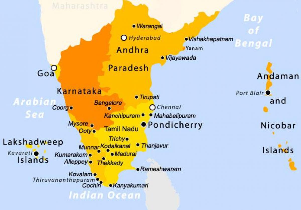 south india tour route map