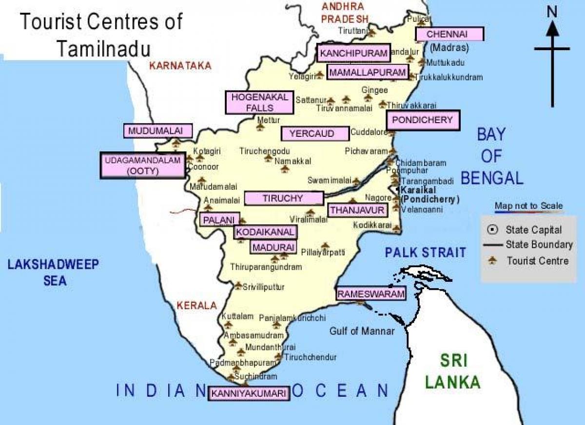 south india tourist places map with distance