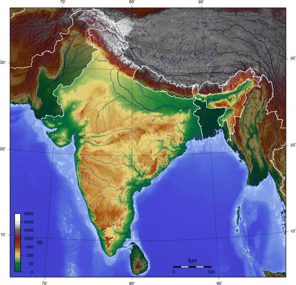 India map topographic