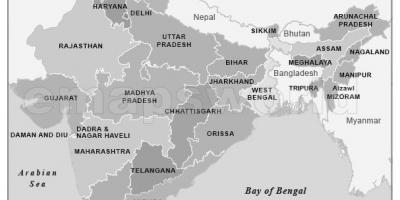 Black and white India map