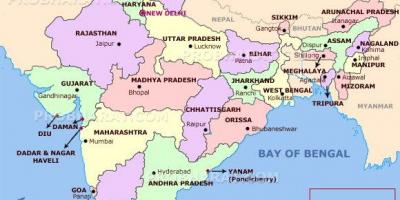 Map of India with capitals