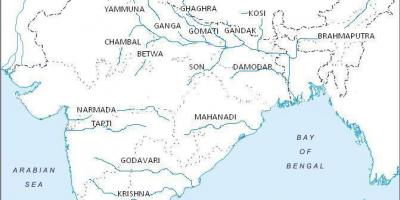 River outline map of India - India outline river map (Southern Asia - Asia)